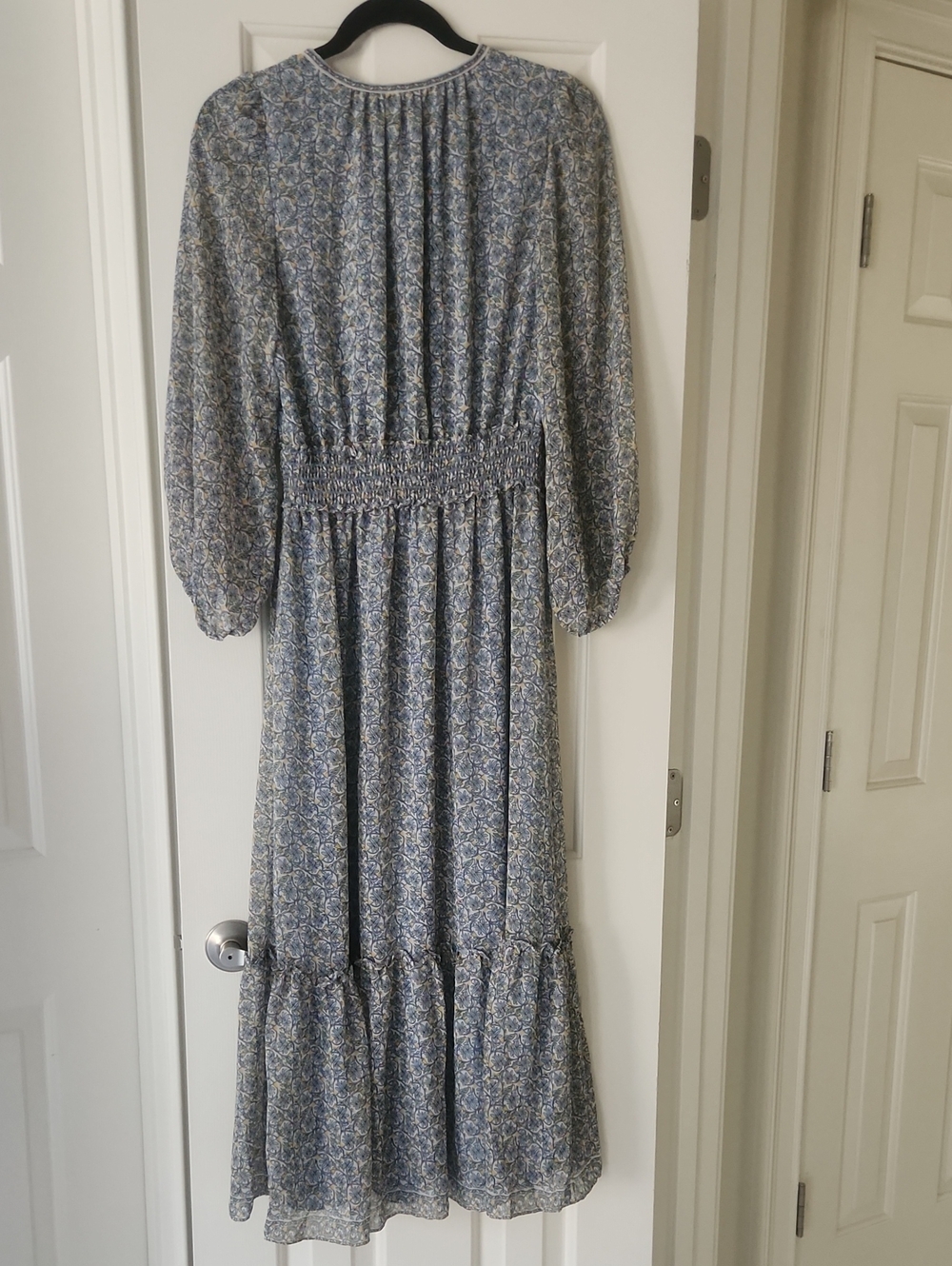 Max Studio Blue Floral Tiered Long Sleeve Maxi Dress - Picture 6 of 6